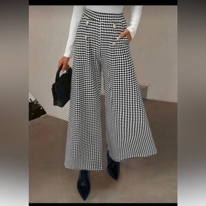 Shein casual wide pant houndstooth pant medium